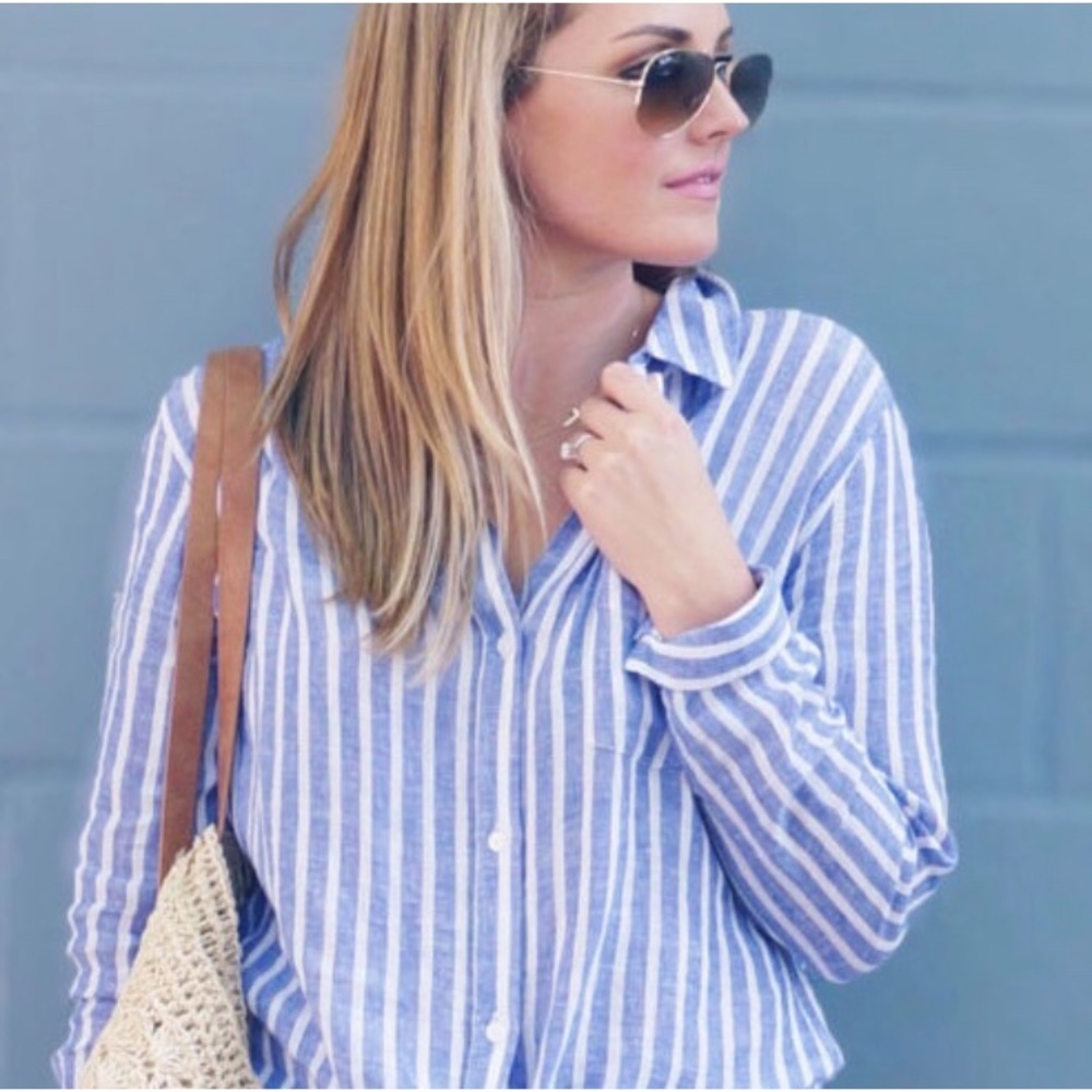 J. Crew cotton/linen striped button down